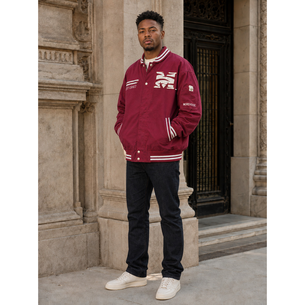 Big Boy Headgear Morehouse Tigers Racing Twill Jacket L NWT HBCU - Picture 3 of 10